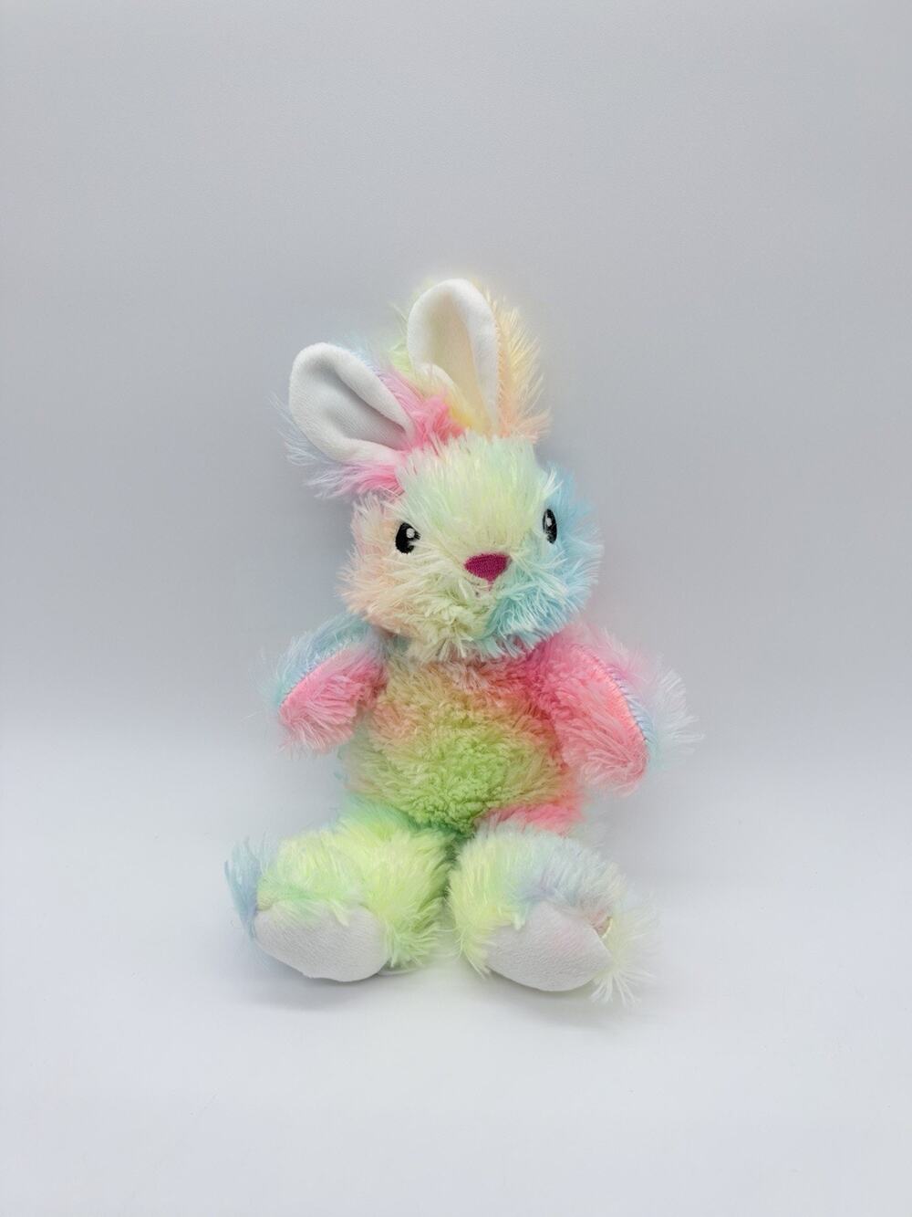 Greenbrier Rainbow Bunny Plush Stuffed Animal Toy Tie Dye Pink Blue White Yellow